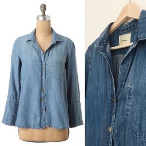 Anthropologie Elevenses Chambray Shirt Size Small